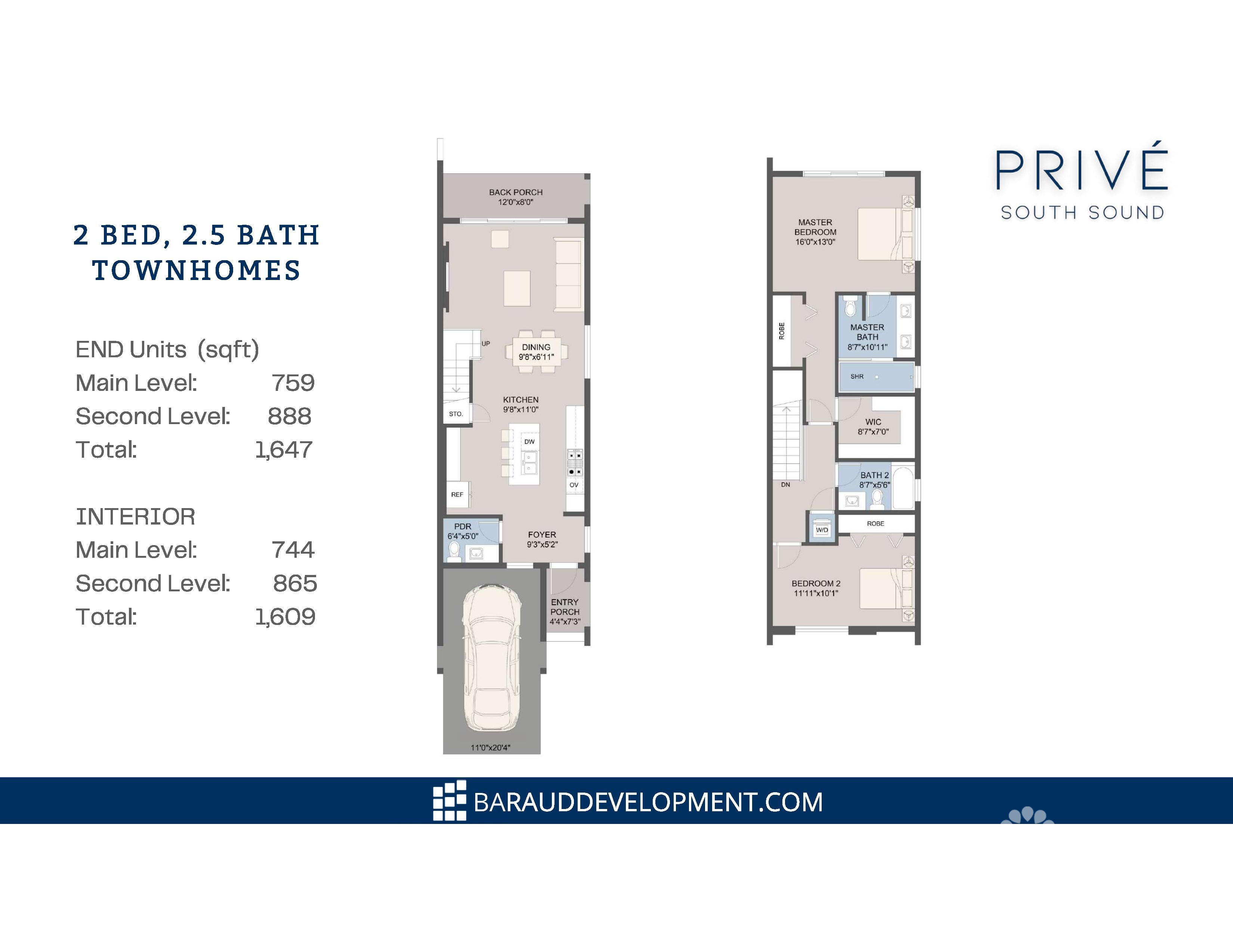 25K CASH BACK NEW SOUTH SOUND 2BED 2.5 BATH – PRIVE